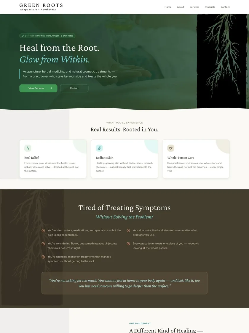 Green Roots Acupuncture website design